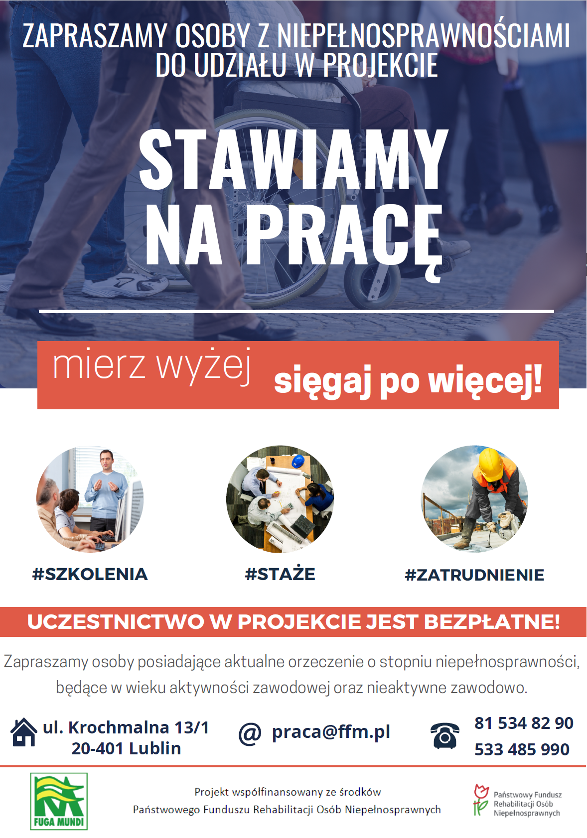 Projekt Stawiamy na pracę - Fundacja Fuga Mundi - plakat