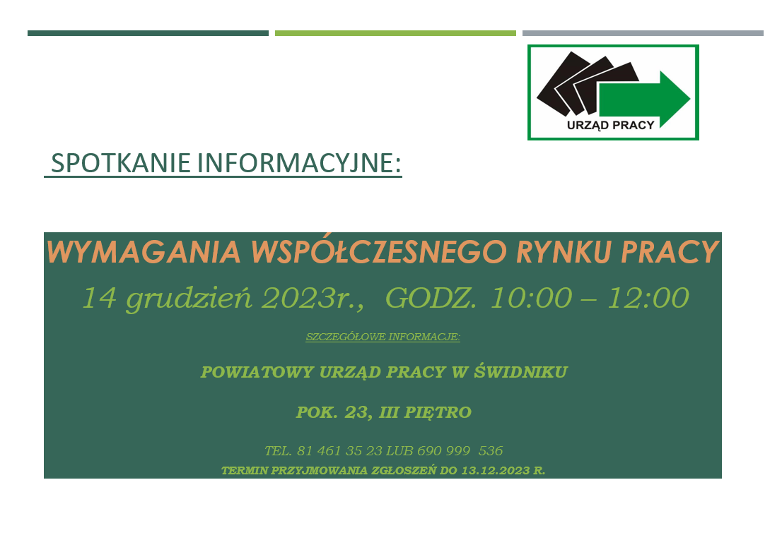 Plakat spotkania wymagania współczesnego rynku pracy 14.12.2023 r.